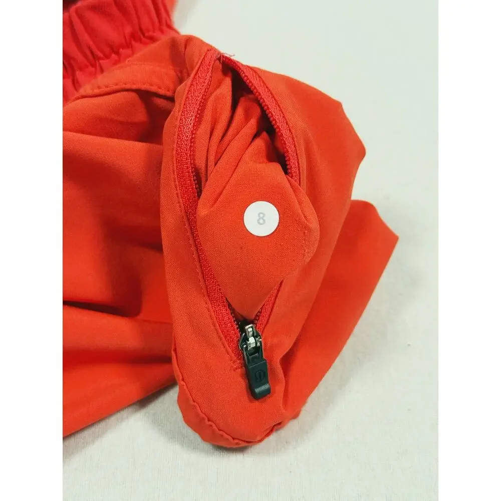 Lululemon Track That Lined Shorts Size 8 Red Orange Running Athletic Gym Sporty